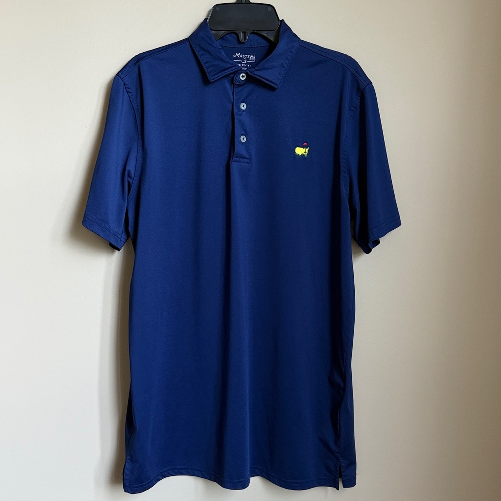 Masters Tournament Kids XL Performance Tech Navy Blue Polo Golf Shirt!!🔥🔥🔥